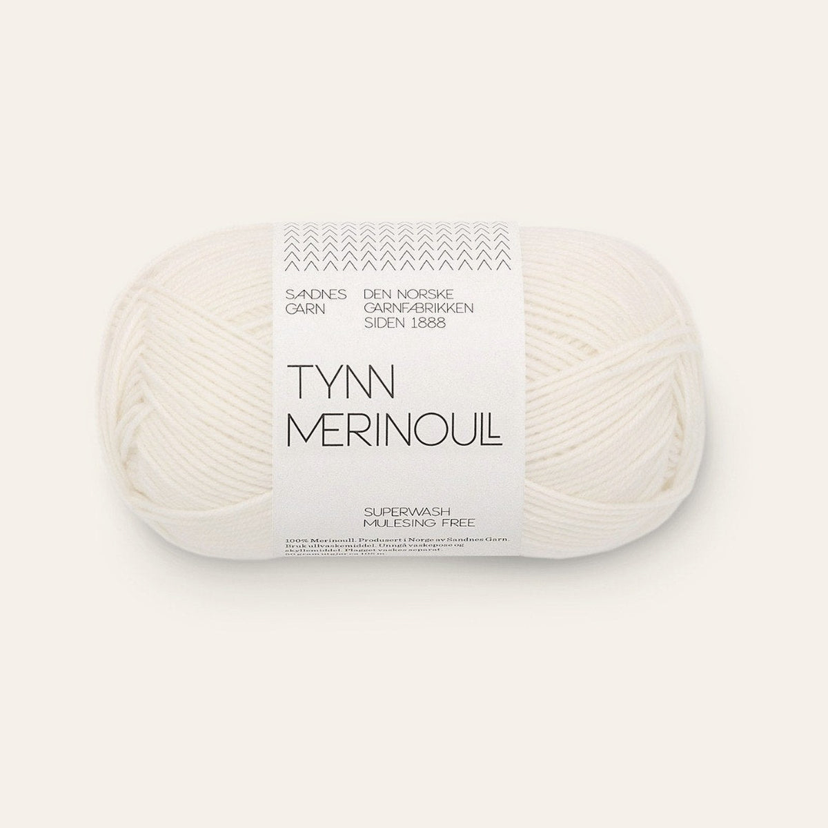 Tynn Merinoull 1001 hvit